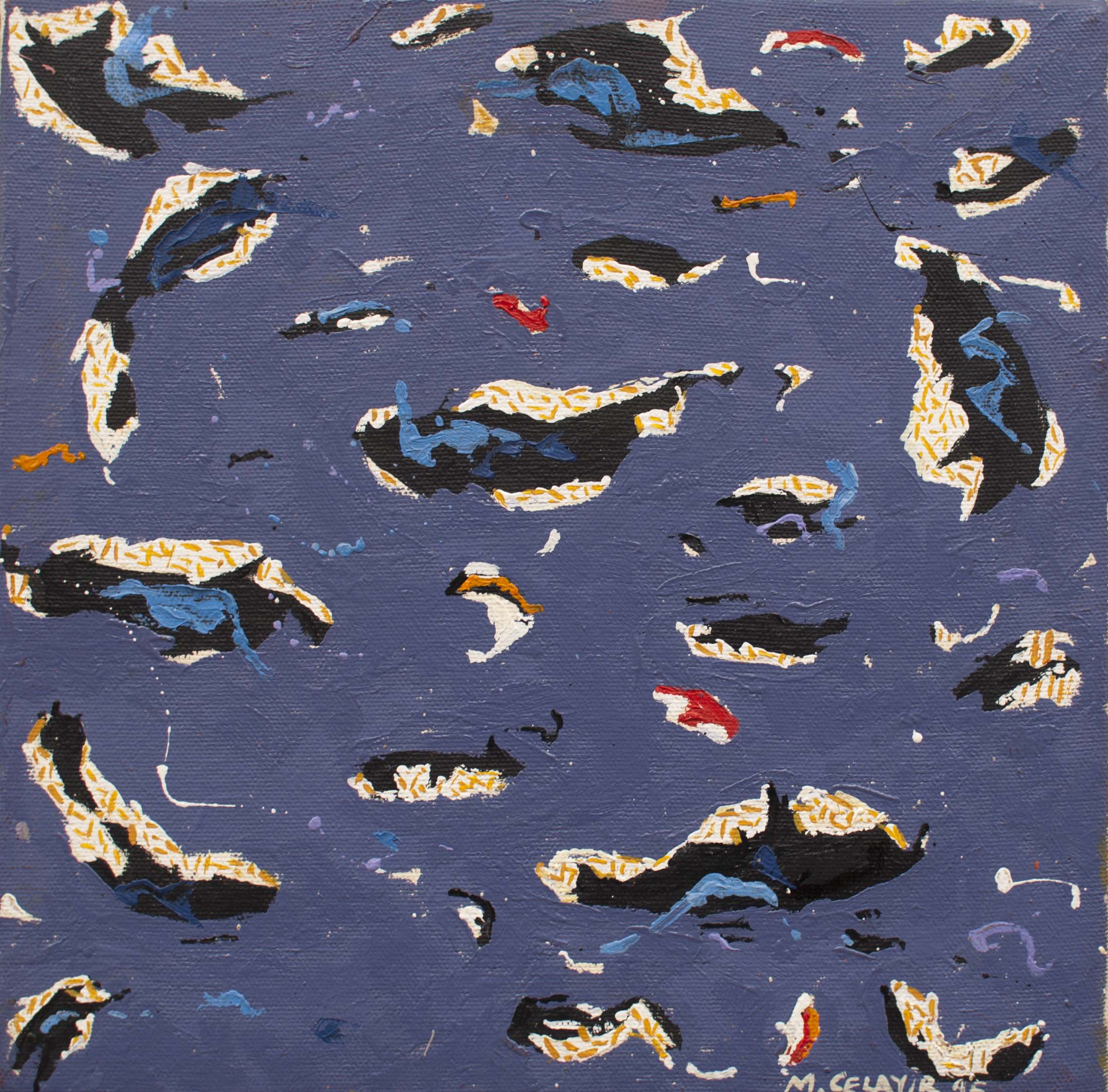 Kaligrafik soyutlama-2, tuval üzeri yagliboya, 32x32 cm, 1995